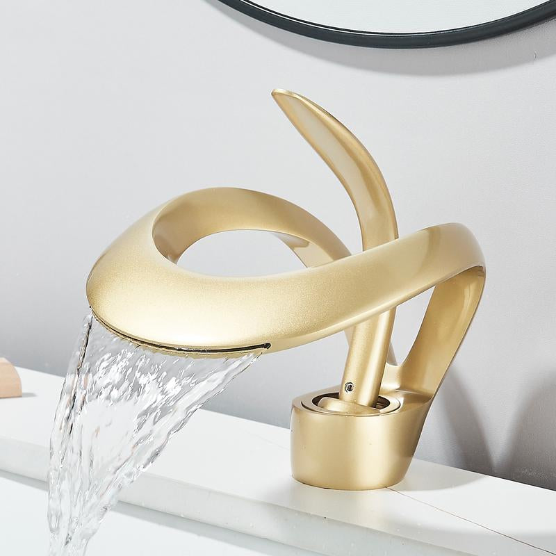 Senlesen Modern Bathroom Faucet Chrome Waterfall Bathroom Sink Faucet Single Hole Single Handle Bathroom Vanity Mixer Taps