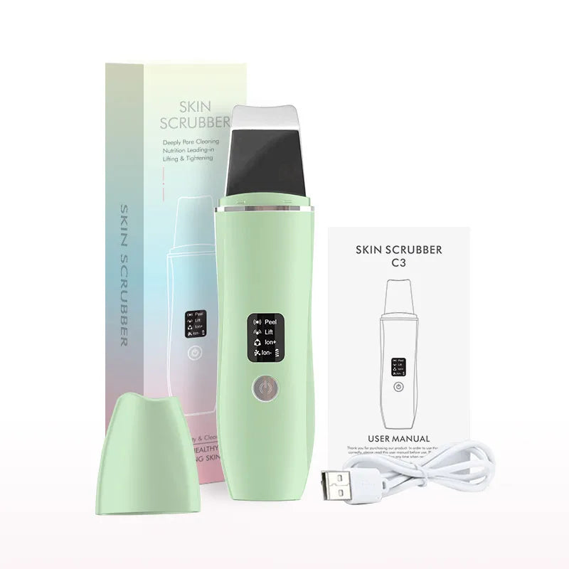 Ultrasonic Skin Scrubber Peeling Blackhead Remover Machine EMS Deep Face Cleaning Ultrasonic Ion Acne Pore Cleaner Facial Shovel