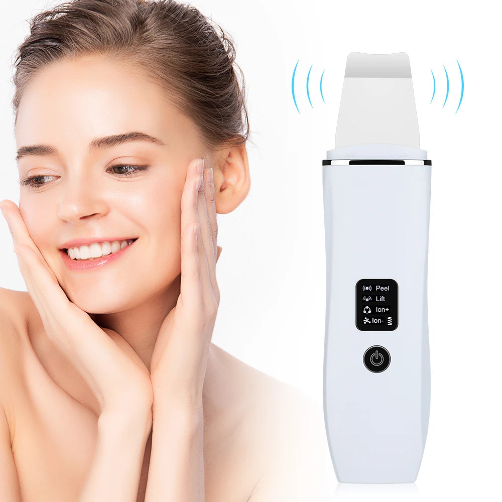 Ultrasonic Skin Scrubber Peeling Blackhead Remover Machine EMS Deep Face Cleaning Ultrasonic Ion Acne Pore Cleaner Facial Shovel