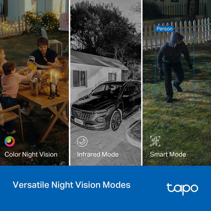 Tp-Link&Tapo C216 2K Pan/Tilt Indoor/Outdoor Security Camera AI Person/Baby Cry Detect, Motion Tracking, Color Night Vision, 360° Pan/Tilt, No Subscription, Works W/Alexa & Google