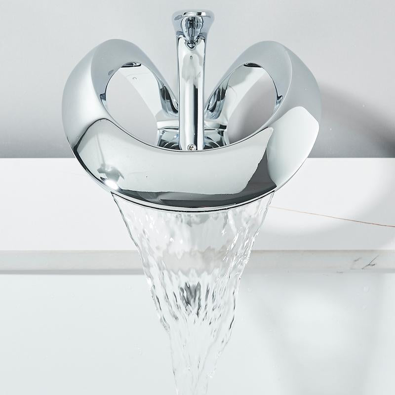 Senlesen Modern Bathroom Faucet Chrome Waterfall Bathroom Sink Faucet Single Hole Single Handle Bathroom Vanity Mixer Taps