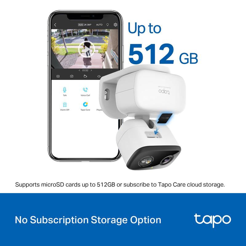 Tp-Link&Tapo C216 2K Pan/Tilt Indoor/Outdoor Security Camera AI Person/Baby Cry Detect, Motion Tracking, Color Night Vision, 360° Pan/Tilt, No Subscription, Works W/Alexa & Google