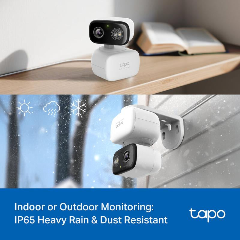 Tp-Link&Tapo C216 2K Pan/Tilt Indoor/Outdoor Security Camera AI Person/Baby Cry Detect, Motion Tracking, Color Night Vision, 360° Pan/Tilt, No Subscription, Works W/Alexa & Google