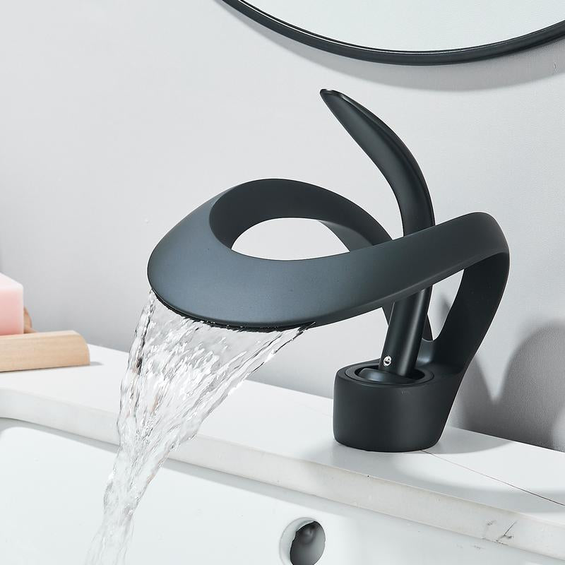 Senlesen Modern Bathroom Faucet Chrome Waterfall Bathroom Sink Faucet Single Hole Single Handle Bathroom Vanity Mixer Taps