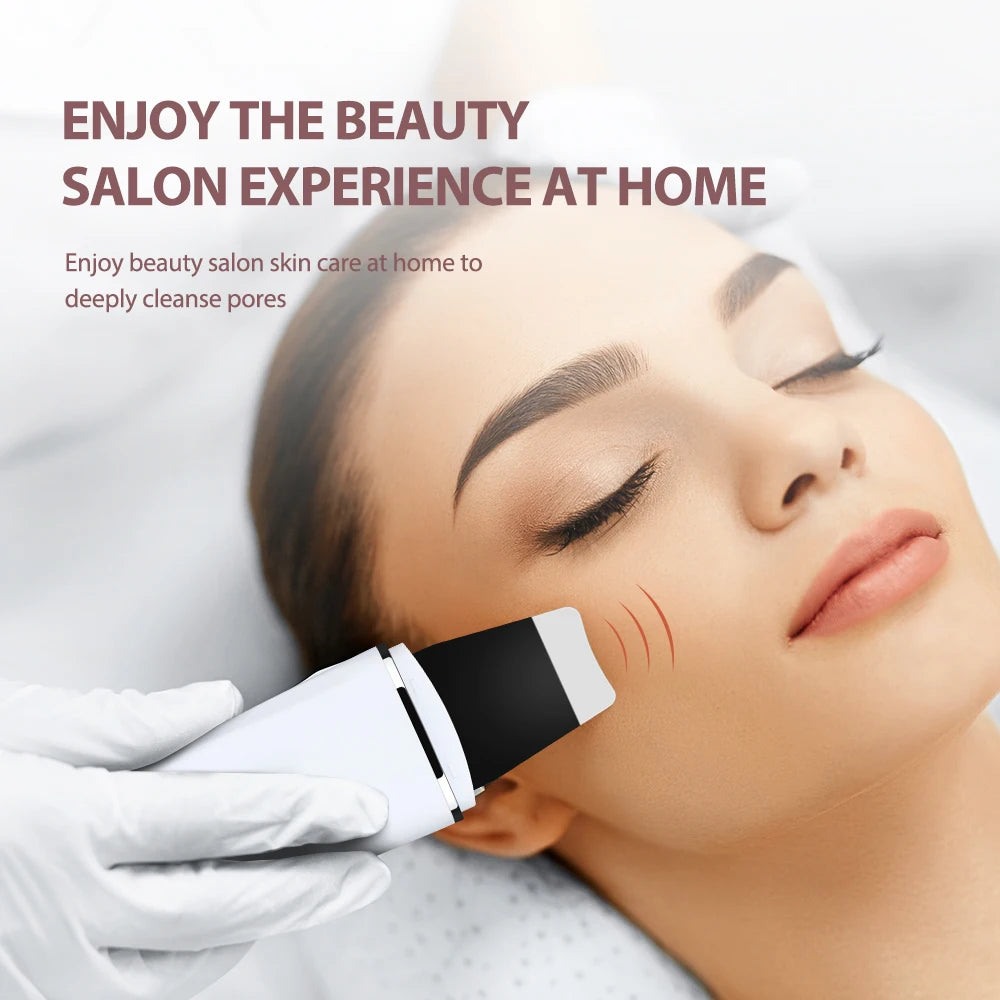 Ultrasonic Skin Scrubber Peeling Blackhead Remover Machine EMS Deep Face Cleaning Ultrasonic Ion Acne Pore Cleaner Facial Shovel