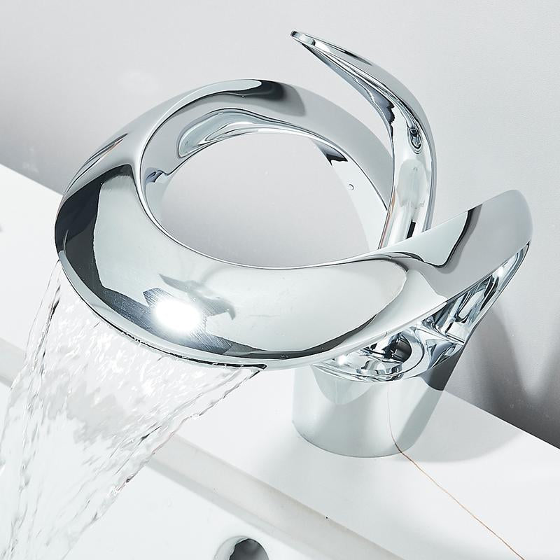 Senlesen Modern Bathroom Faucet Chrome Waterfall Bathroom Sink Faucet Single Hole Single Handle Bathroom Vanity Mixer Taps