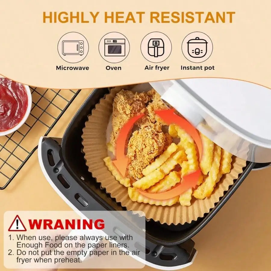 50/100Pcs Air Fryer Disposable Paper Non-Stick Airfryer Baking Papers Round Air-Fryer Paper Liners Paper Kitchen Accessories